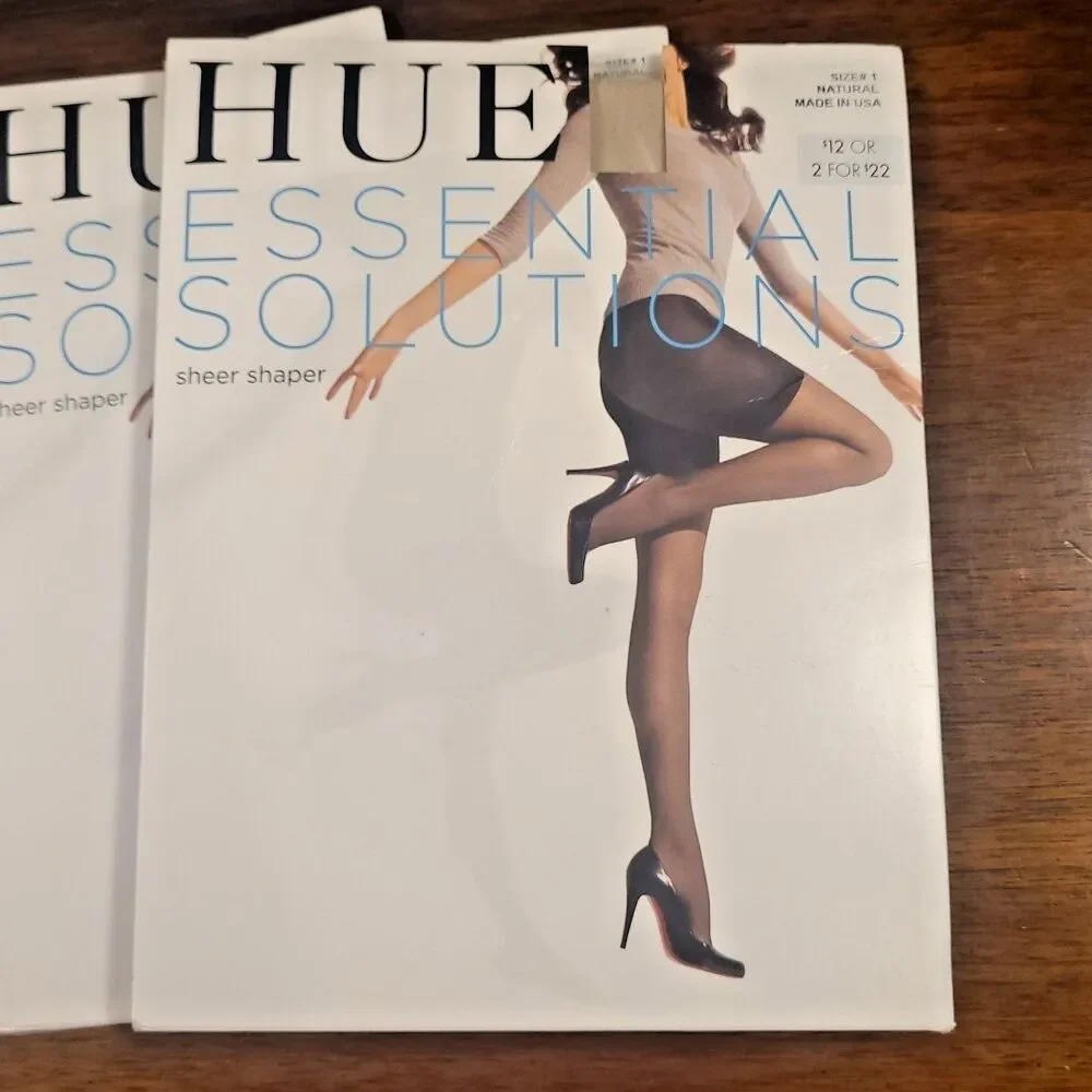 (3) HUE Essential Solutions Sheer Shaper Size 1 Natural Style 6477N Pantyhose